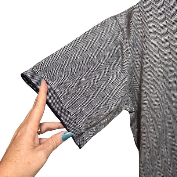 Levi’s Men’s Polo Shirt L Black White Plaid Cotton Short Sleeve Button Collar - Picture 7 of 12